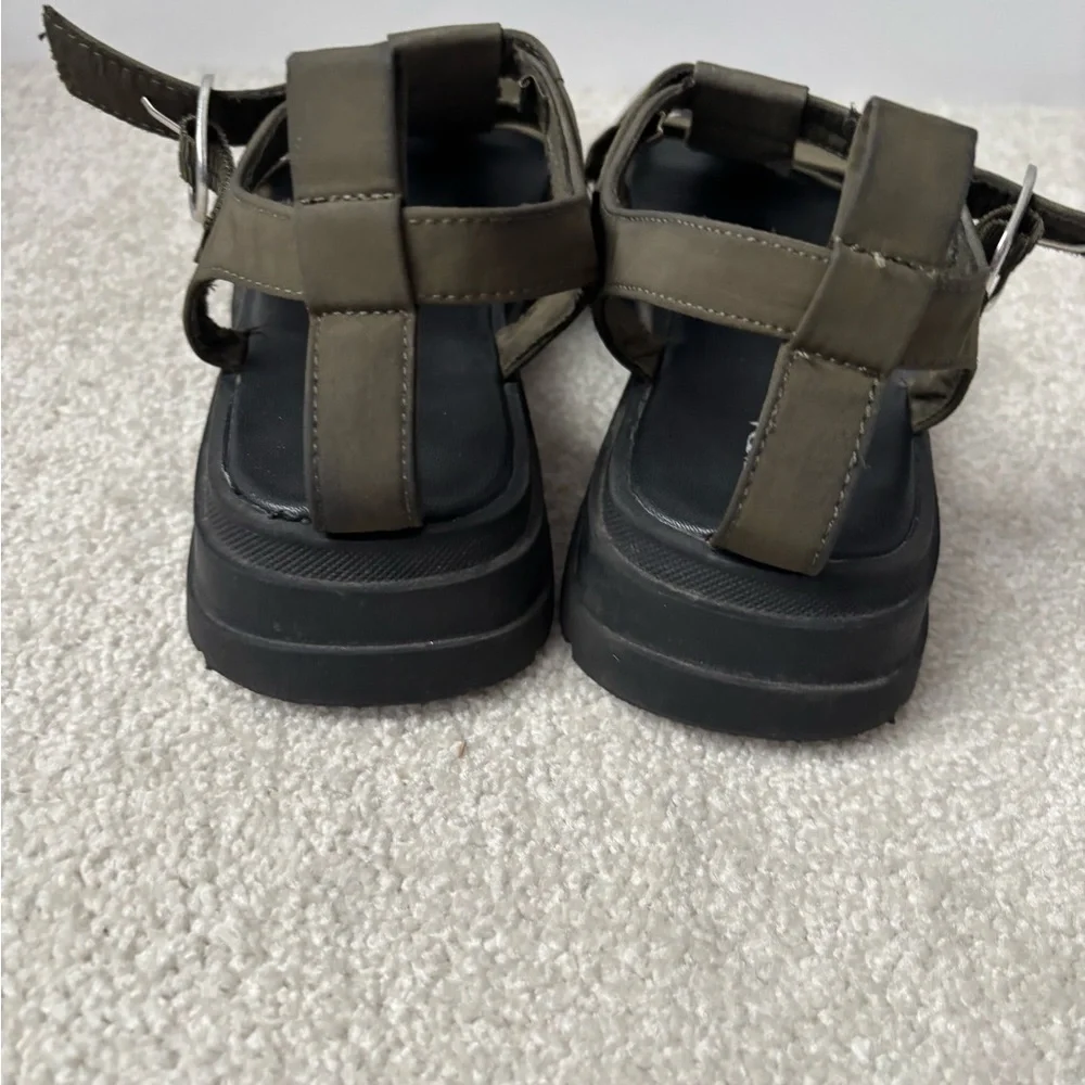 Zara Chunky Sport Sandals Olive Green Platform Size 39 Utility - Picture 6 of 9